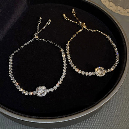 "Square Zircon Rhinestone Bracelet - Adjustable 18K Gold Plated Stainless Steel - Women's Trendy Jewelry 2022"