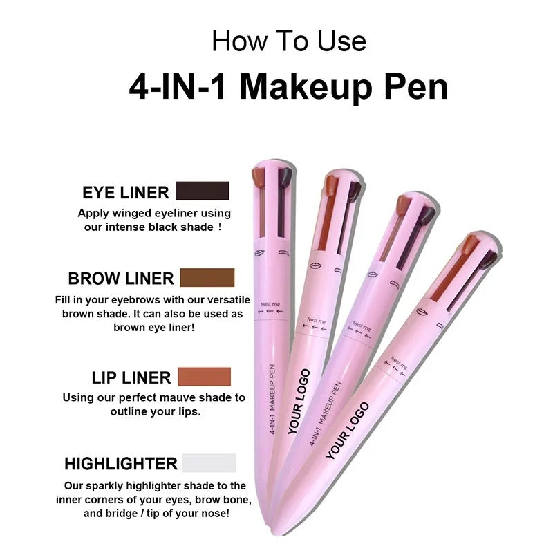 4 in 1 Makeup Pen (Eyeliner, Lip liner, Brow pencil, and Highlighter)